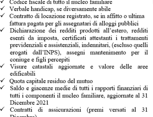 Documenti per l’ISEE
